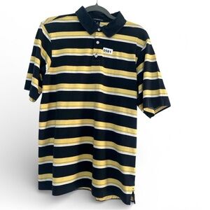 Lands' End Black and Yellow Striped Polo Shirt Junior XL (18/20) short sleeves